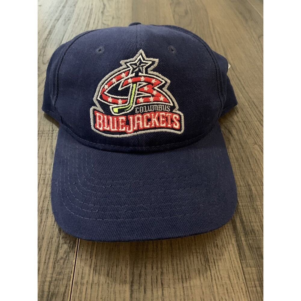 VTG CCM Columbus Blue Jackets Snapback Hat Cap Blue NHL Stinger
